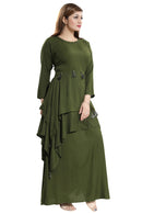 Women Green Layered Solid Maxi Dress - Tuzzut.com Qatar Online Shopping