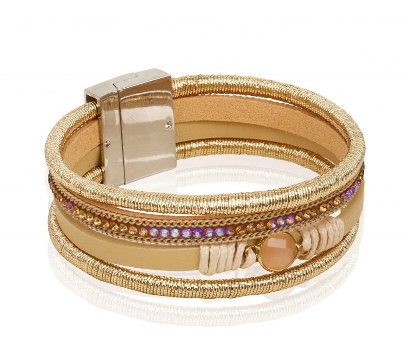 AF Italian Design 4 Layer Drop Magnetic Lock Bracelet - Gold - TUZZUT Qatar Online Store