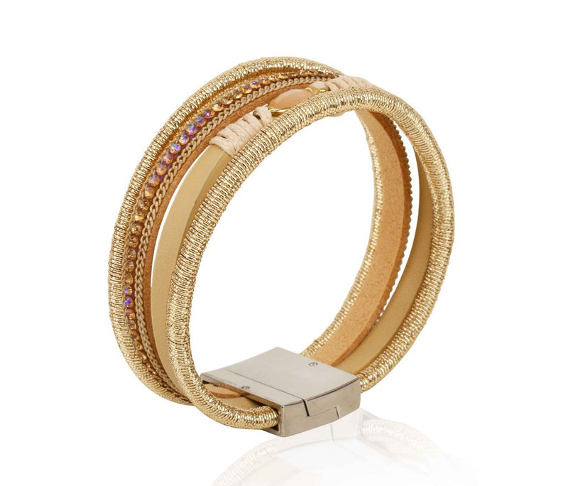 AF Italian Design 4 Layer Drop Magnetic Lock Bracelet - Gold - TUZZUT Qatar Online Store