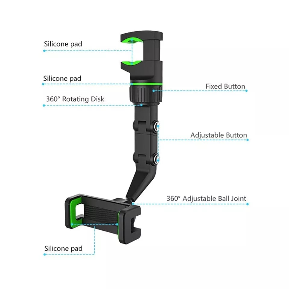 Multi-Function Adjustable 360° Universal Car Rearview Mirror Phone Holder Mount S4266722 Multi-Function Adjustable 360° Universal Car Rearview Mirror Phone Holder Mount S4266722