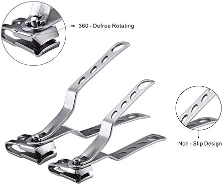 Nail Clippers with 360-Degree Rotating Head - Stainless Steel Fingernails and Toenails Cutter - Tuzzut.com Qatar Online Shopping