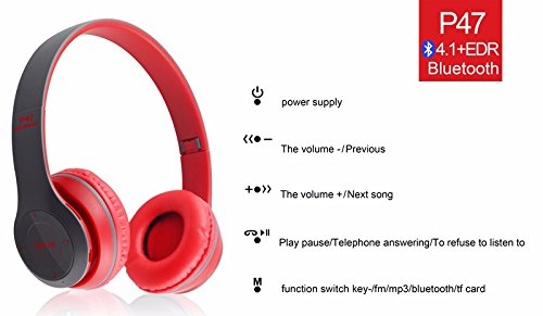 Foldable Bluetooth Wireless P47 Headphones Noise Canceling MP3/MP4/FM Player (ASSORTED COLOURS) - TUZZUT Qatar Online Store