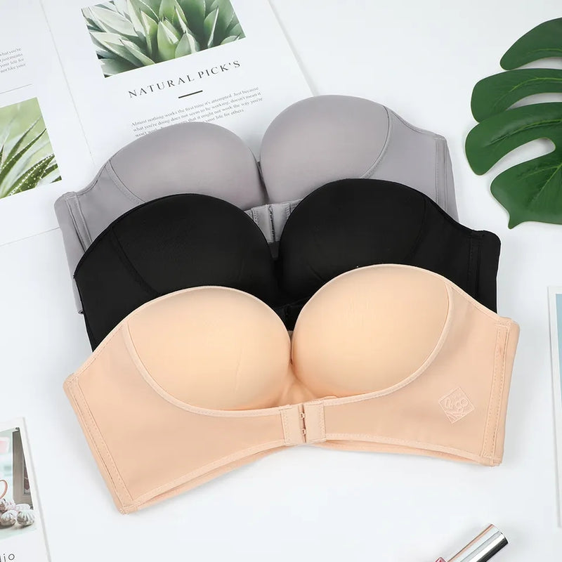 Girl Push Up Adjustable Breathable Bra Strapless Front Buckle