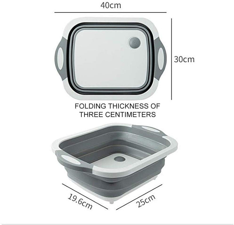Multi-function 3-in-1 Collapsible Cutting Board Foldable Food Strainers,Drain Basket,Folding Drain Basket, Folding Chopping Board for Kitchen - Tuzzut.com Qatar Online Shopping
