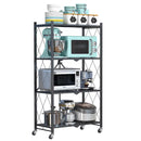 4 Layer Folding Storage Shelf Metal Rack with Rolling Wheel - Black - Tuzzut.com Qatar Online Shopping