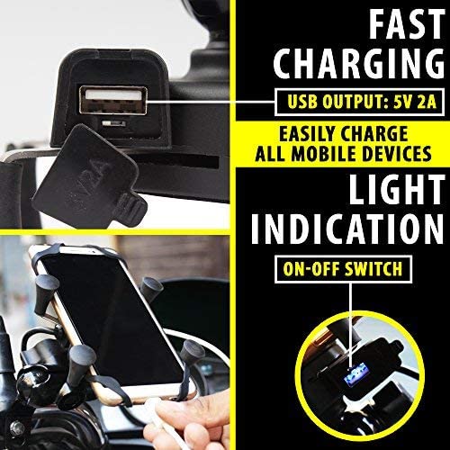 X-Grip Universal Bike Mobile Charger & Phone Holder for All Bikes Scooters (5V-2A) - Tuzzut.com Qatar Online Shopping