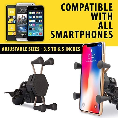 X-Grip Universal Bike Mobile Charger & Phone Holder for All Bikes Scooters (5V-2A) - Tuzzut.com Qatar Online Shopping