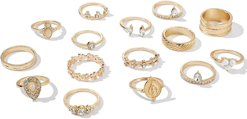Missgrace Piece Boho Rings Set Vintage Rhinestones Statement Fashion  Festive Jewelry Individual Crown Rings Ladies Bohemian Rings Set Knuckle  Rings