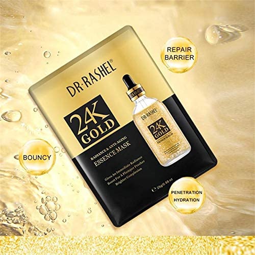5Pcs DR RASHEL 24k Gold Radiance & Anti-aging Essence Mask 5PCS DRL-1482 - Tuzzut.com Qatar Online Shopping
