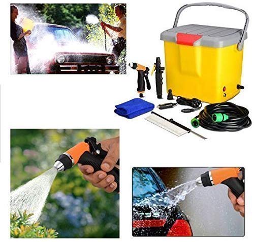 Portable 12V DC Car Washer Pump Bucket Car Washer | Car Wash Kit | Car Wash Machine for Garden/Car/Bike/Pet Wash - TUZZUT Qatar Online Store