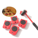 5Pcs/set Furniture Heavy Stuffs Mover Lifting Tool - 4 Wheeled Mover Roller+1 Wheel Bar - Tuzzut.com Qatar Online Shopping