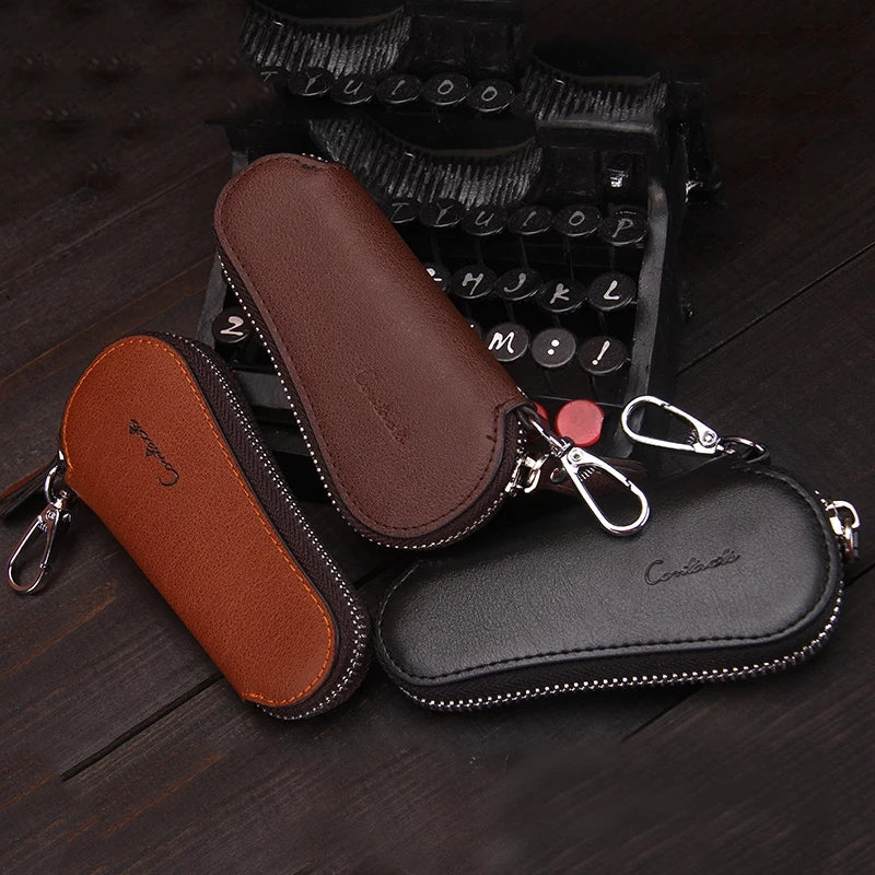 Contact's Genuine Leather Car Key Holder Zipper Case Wallet Keychain Bag-1004E Contact's Genuine Leather Car Key Holder Zipper Case Wallet Keychain Bag-1004E
