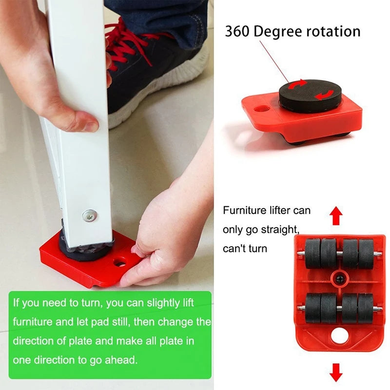 5Pcs/set Furniture Heavy Stuffs Mover Lifting Tool - 4 Wheeled Mover Roller+1 Wheel Bar 5Pcs/set Furniture Heavy Stuffs Mover Lifting Tool - 4 Wheeled Mover Roller+1 Wheel Bar