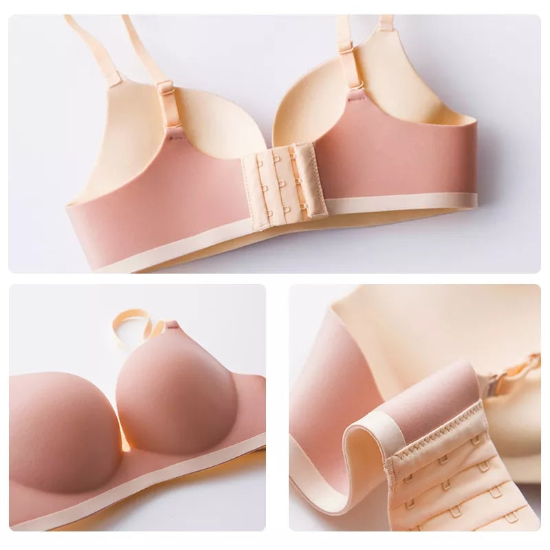 Invisible Inside-Out Non-Wired Push Up Deep V Bra in Cappuccino