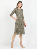 Women Olive Green Printed A-Line Kurta - Tuzzut.com Qatar Online Shopping