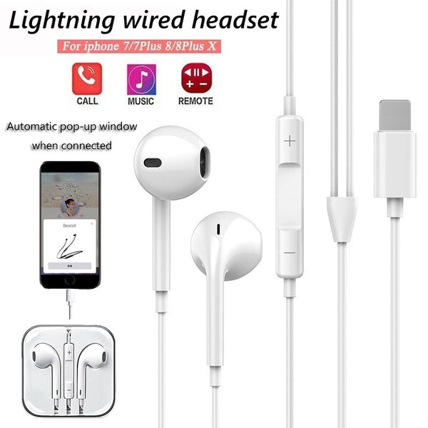 Automatic pop-up window Headphones Wired Bluetooth Earphone for Apple IPhone X XR XS Max 8 7 Plus Earbuds with Microphone EarPhone - Tuzzut.com Qatar Online Shopping