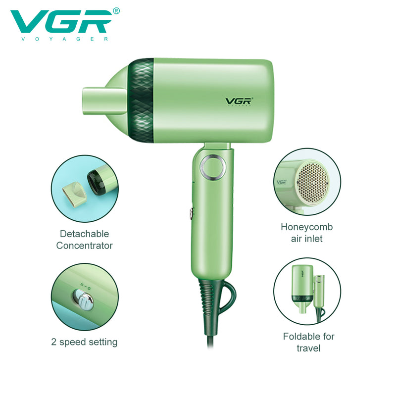 VGR V-421 Professional Foldable Hair Dryer 1200W DC Motor 2 Speed Settings - Tuzzut.com Qatar Online Shopping