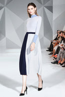 Women’s Casual Autumn Winter Turtleneck Stripe Belt Top And Skirt Dresses - Tuzzut.com Qatar Online Shopping