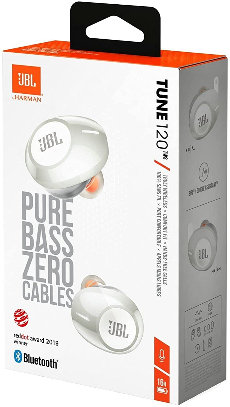 JBL Tune 120 TWS Truly Wireless In-Ear Headphones -White - Tuzzut.com Qatar Online Shopping