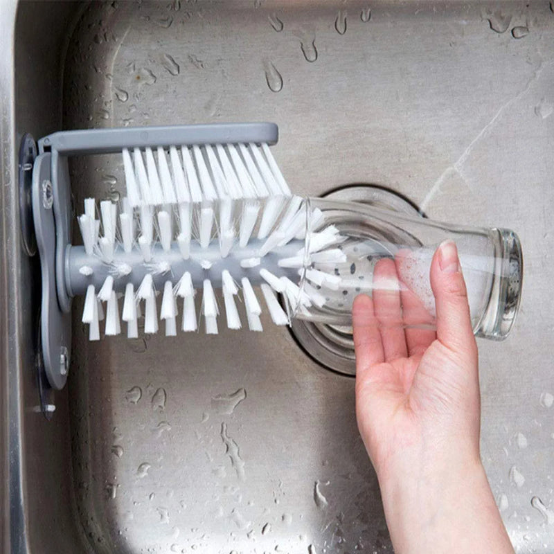 Water Bottle Cleaning Brush Glass Cup Washer with Suction Base - Tuzzut.com Qatar Online Shopping