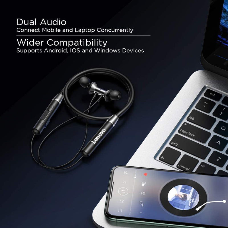 Lenovo HE05 Bluetooth Wireless Neckband Earphone - Tuzzut.com Qatar Online Shopping