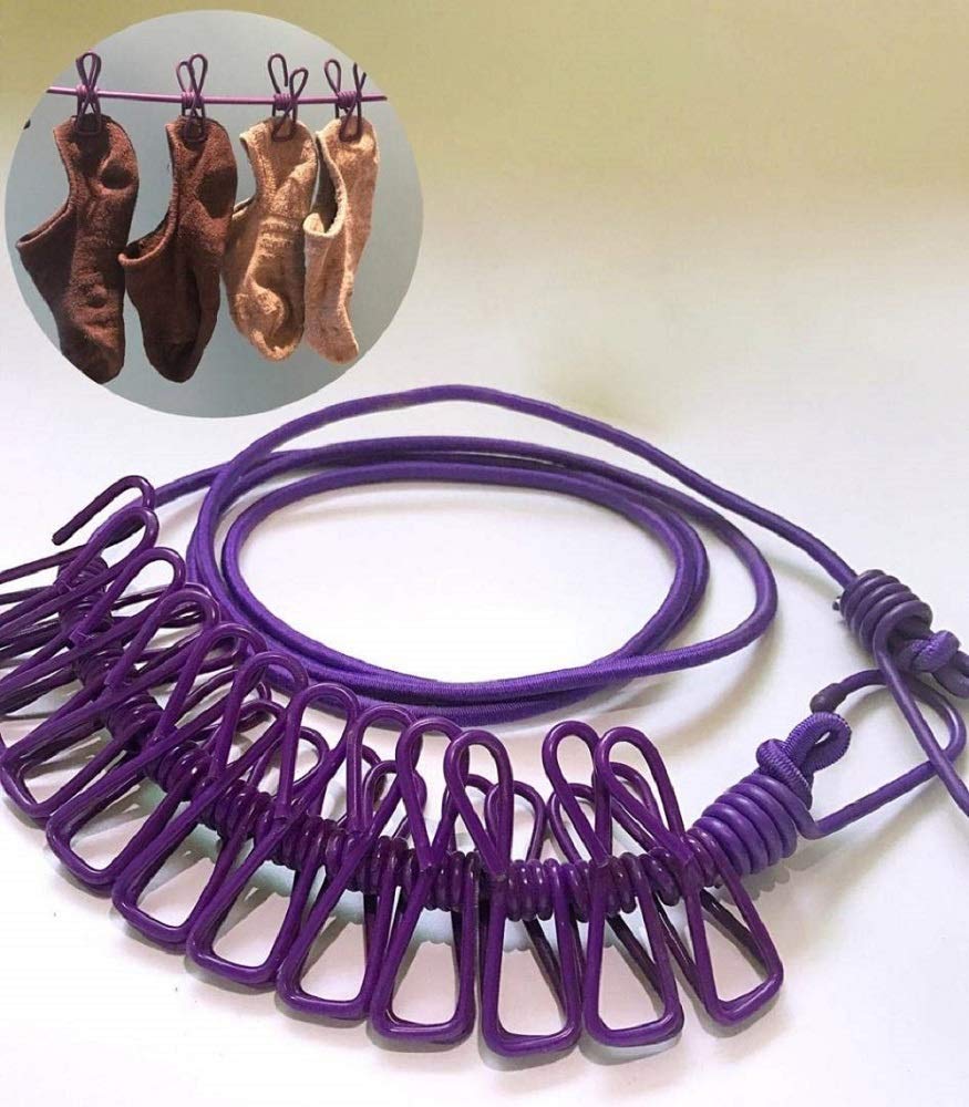 Portable Multi Functional Elastic Drying Rope with 12 Clips 1.8 m Long (the maximum stretch to: 3.8m) Set of 2 Ropes Portable Multi Functional Elastic Drying Rope with 12 Clips 1.8 m Long (the maximum stretch to: 3.8m) Set of 2 Ropes