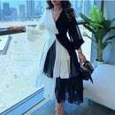 Black & White Maxi Color Block Dress S4692741 - Tuzzut.com Qatar Online Shopping