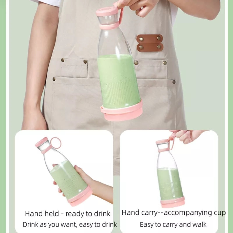 Portable Bottle Rechargeable Mini Juice Blender with 4 Blades 300ml - Tuzzut.com Qatar Online Shopping