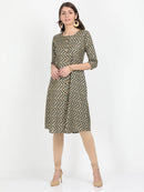 Women Olive Green Printed A-Line Kurta - Tuzzut.com Qatar Online Shopping