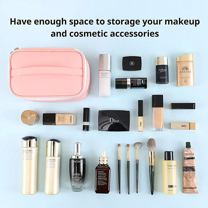 Makeup Bag Travel Cosmetic Bags Small for Women Girls Zipper Pouch Makeup Organizer Waterproof Cute (Light Pink) - Tuzzut.com Qatar Online Shopping