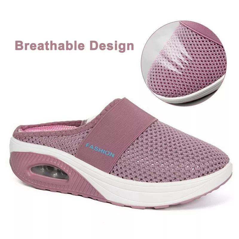 Women's Breathable Lightweight Air Cushion Slip-On Walking Slipper