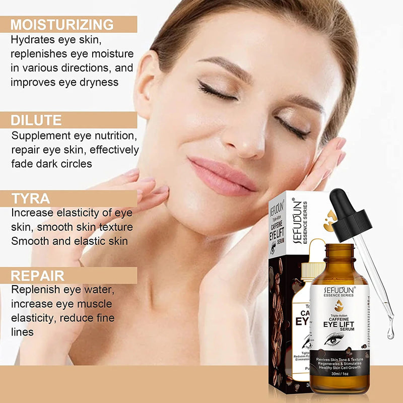 Caffeine Eye Serum, Eye Lift Serum with Vitamin C, Hyaluronic Acid, Collagen - Reduces Puffiness, Dark Circles, Under Eye Bags 1 oz / 30 - Tuzzut.com Qatar Online Shopping