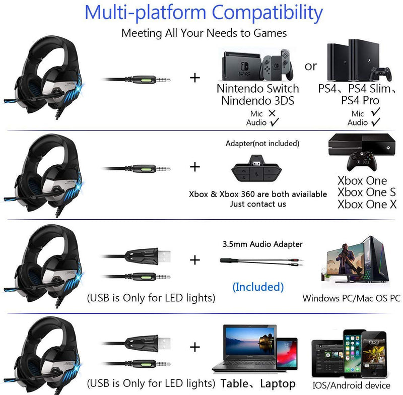 ONIKUMA K5 Pro Stereo Gaming Headset Over-ear Headphones with MIC LED Light - Tuzzut.com Qatar Online Shopping
