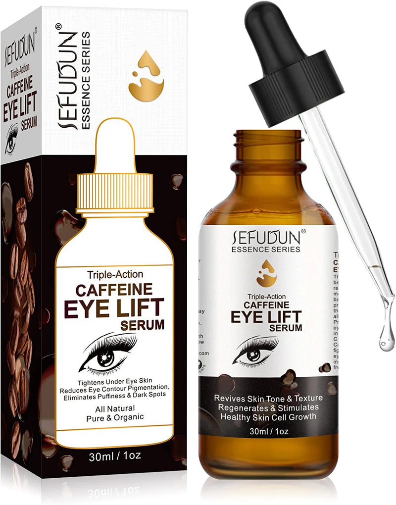 Caffeine Eye Serum, Eye Lift Serum with Vitamin C, Hyaluronic Acid, Collagen - Reduces Puffiness, Dark Circles, Under Eye Bags 1 oz / 30 - Tuzzut.com Qatar Online Shopping