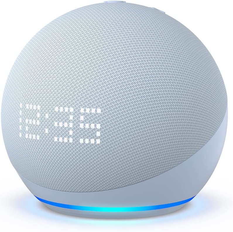 Amazon Echo Dot 5th Gen with Clock Smart Speaker with Alexa -Cloud Blue - Tuzzut.com Qatar Online Shopping