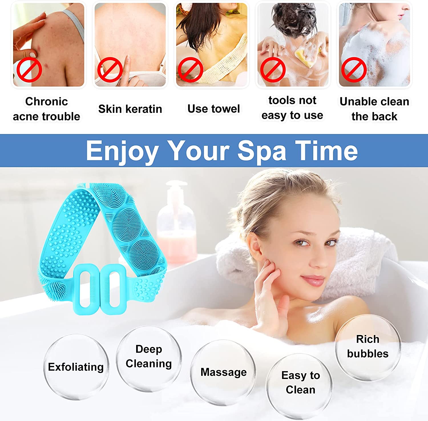 Silicone Back Scrubber Bath Shower Body Brush Silicone Back Scrubber Bath Shower Body Brush