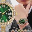 Men's Fashion Diamond Stainless Calendar & Clock Auto Quartz Male Watch dy01