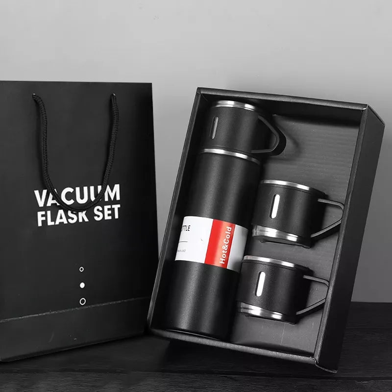 500ml 3 in 1 Stainless Steel Vacuum Flask Bottle With Cup Set - Business Gift Set