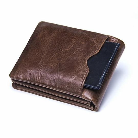 Men's Genuine Leather Cowhide Trifold Wallet (Model No. GMW009) - Tuzzut.com Qatar Online Shopping