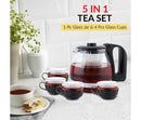 5 in 1 Glass Tea Kettle Set Black and Clear - OK23124 - Tuzzut.com Qatar Online Shopping
