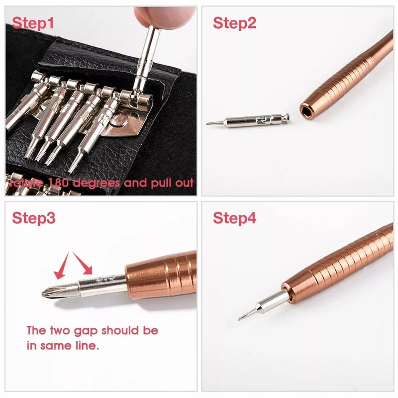25 in 1 Mini Precision Screwdriver Magnetic Set Electronic Torx Screwdriver Opening Repair Tools Kit with Leather Case - Tuzzut.com Qatar Online Shopping
