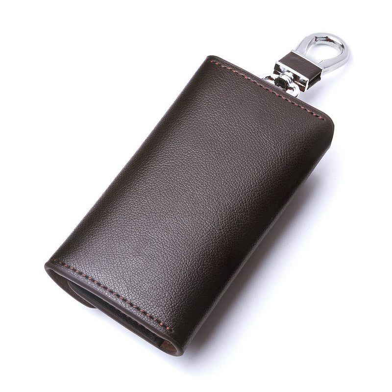 Contacts Genuine Leather Car Key Case Card ID Holder Wallet Keyring Keychain 1004H - COFFEE - TUZZUT Qatar Online Store