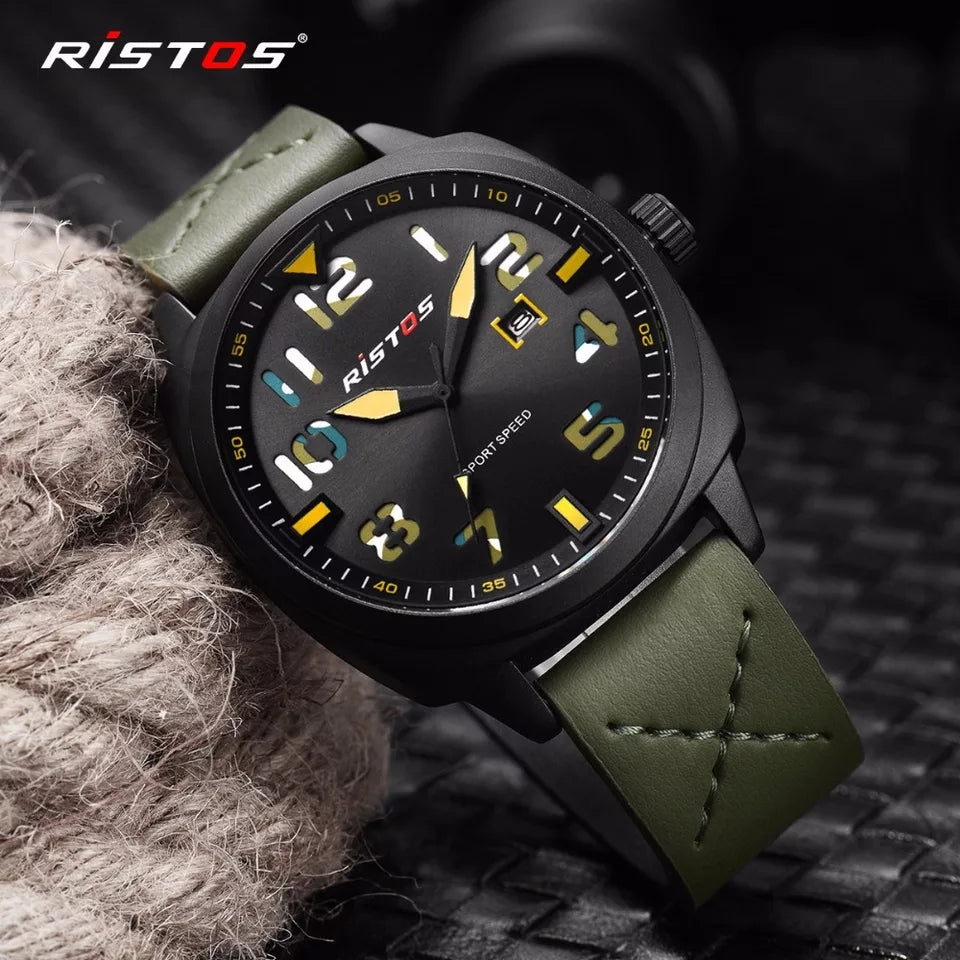 Buy Ristos Sport Analog Watch Leather Water Resistant For Men, 9329-W  Online - Shop Fashion, Accessories & Luggage on Carrefour Saudi Arabia