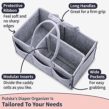 Baby Diaper Caddy Organizer - Gift Registry for Baby Shower, Nursery Organizer, Neutral Baby Gift Basket, Changing Table Organizer (Diaper Caddy) S4328944