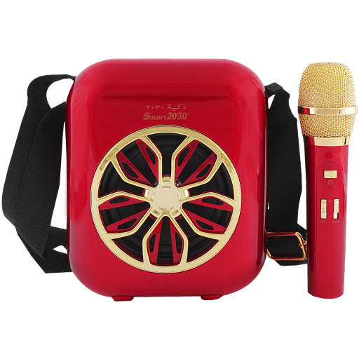 Smart2030 M20 Portable Wireless Karaoke Bluetooth Speaker with Microphone Included Support FM, TF Micro SD & USB Flash - Red - Tuzzut.com Qatar Online Shopping