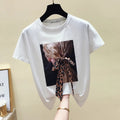 Women's Korean Style O-Neck Summer Short Sleeve Tops T-Shirt - Tuzzut.com Qatar Online Shopping