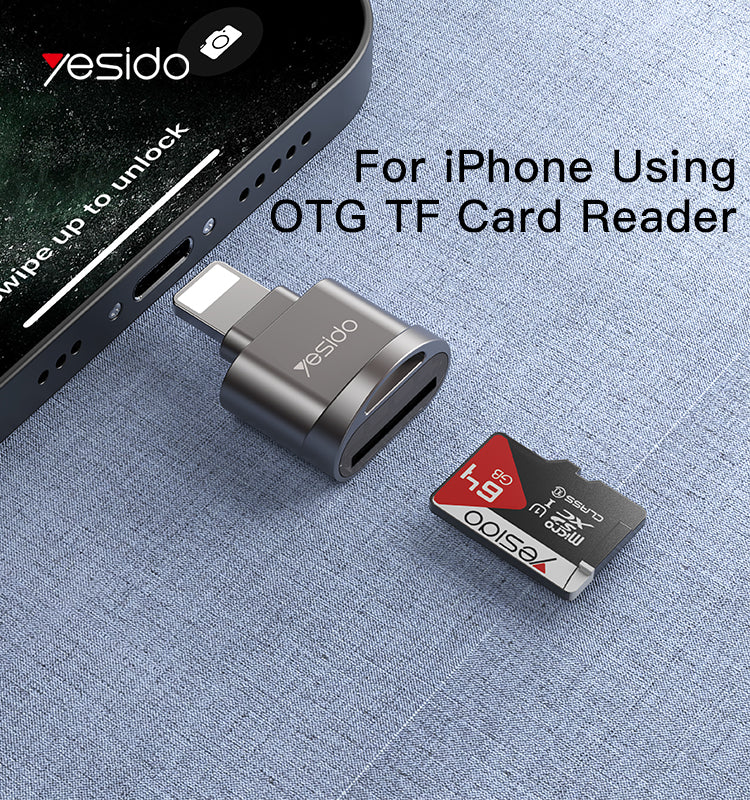 Yesido GS18 Mini Design OTG Function For IPhone For IPad 8 Pin Plug To TF Card Readers - Tuzzut.com Qatar Online Shopping