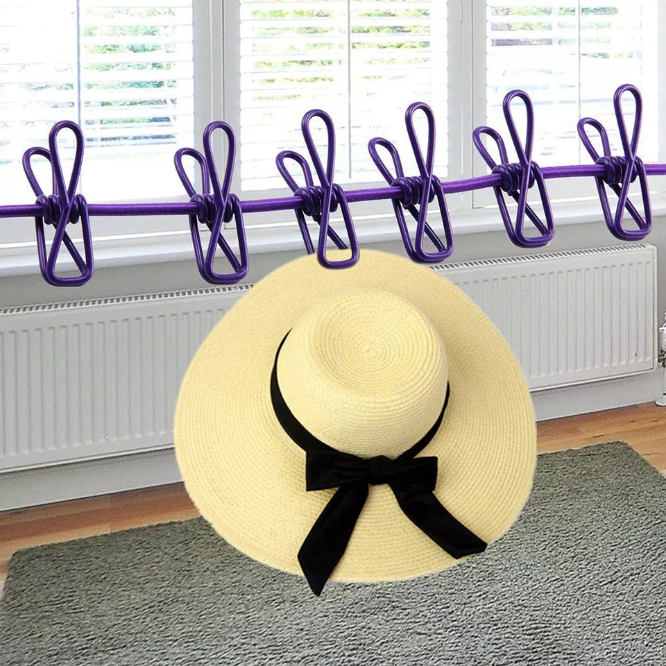 Portable Multi Functional Elastic Drying Rope with 12 Clips 1.8 m Long (the maximum stretch to: 3.8m) Set of 2 Ropes Portable Multi Functional Elastic Drying Rope with 12 Clips 1.8 m Long (the maximum stretch to: 3.8m) Set of 2 Ropes