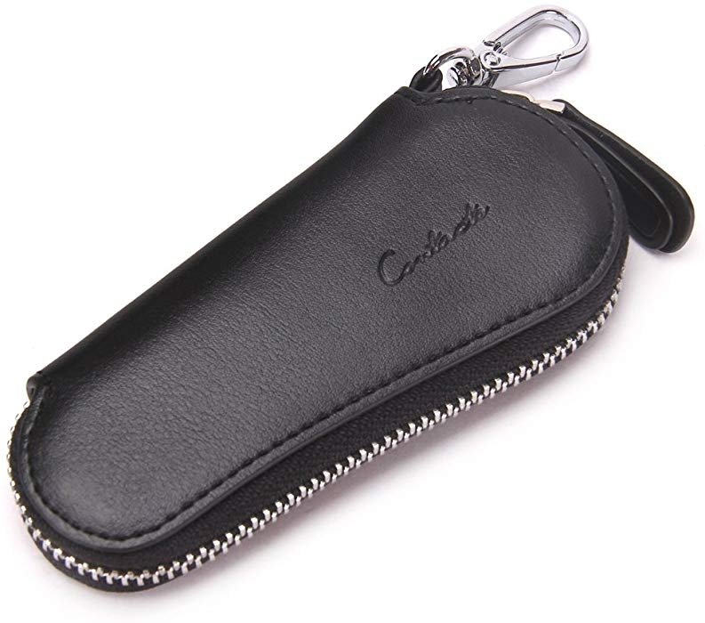Contact's Genuine Leather Car Key Holder Zipper Case Wallet Keychain Bag-1004E Contact's Genuine Leather Car Key Holder Zipper Case Wallet Keychain Bag-1004E