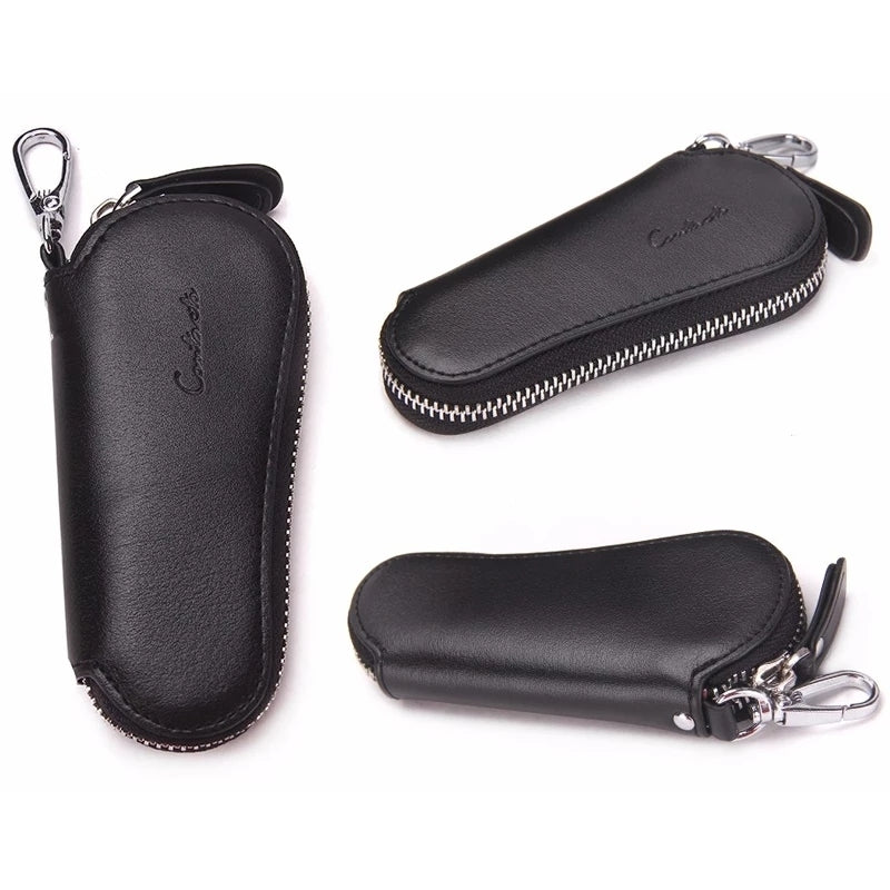 Contact's Genuine Leather Car Key Holder Zipper Case Wallet Keychain Bag-1004E Contact's Genuine Leather Car Key Holder Zipper Case Wallet Keychain Bag-1004E